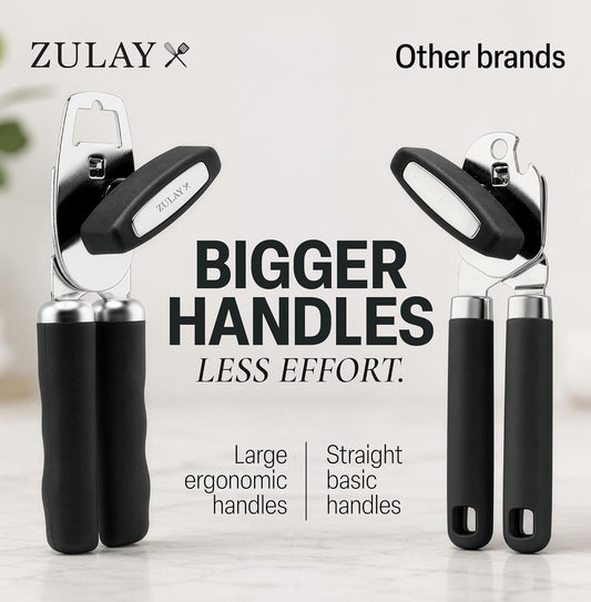 Zulay Kitchen Manual Can Opener, Stainless Steel, Black - view 2
