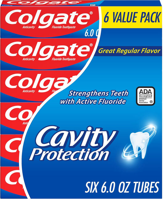 Colgate Cavity Protection Fluoride Toothpaste Regular Mint 6 oz, Pack of 6