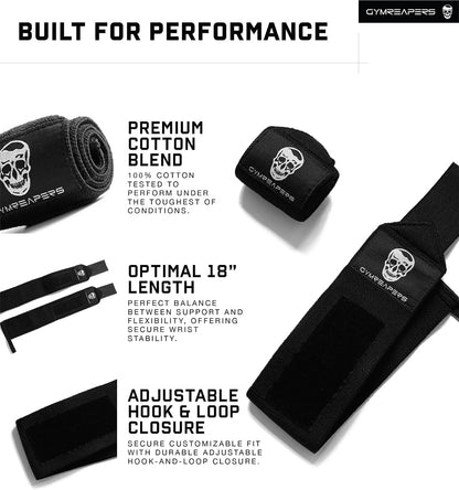 Gymreapers Weightlifting Wrist Wraps 18 Inch, Black - view 6