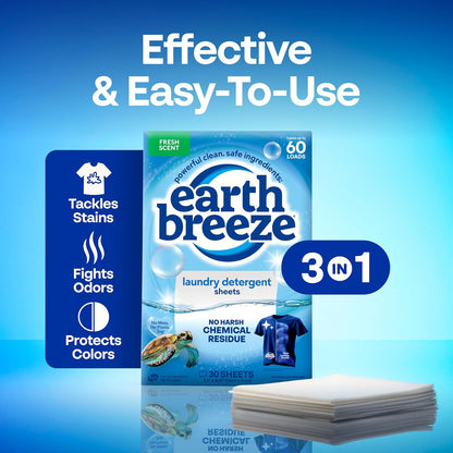 Earth Breeze Laundry Detergent Sheets, Fresh Scent, 60 Loads - view 4