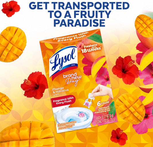 Lysol Click Gel Toilet Bowl Cleaner, Gel Stamp, Mango, 6 Count - view 2