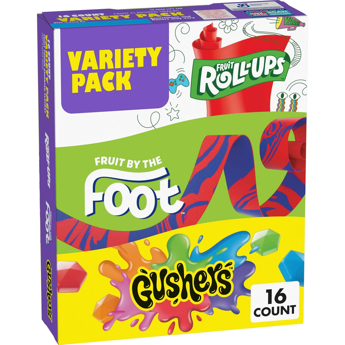 Fruit by the Foot, Fruit Roll-Ups & Gushers Variety Pack, 16 Count — product view