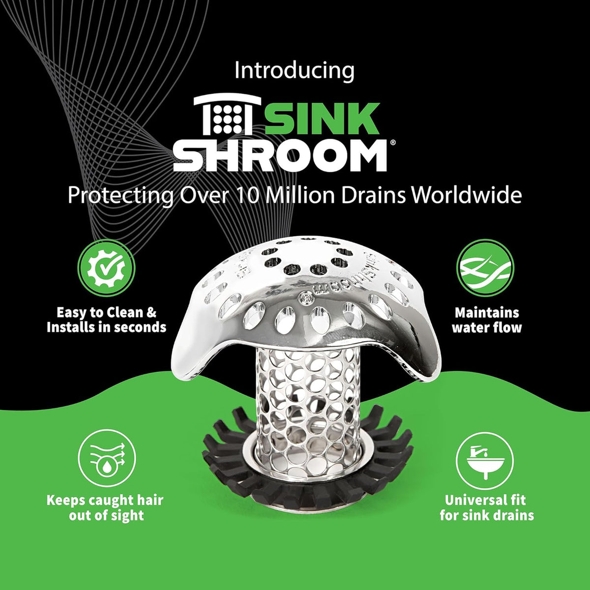 SinkShroom Ultra Bathroom Sink Drain Hair Catcher, Steel - view 2