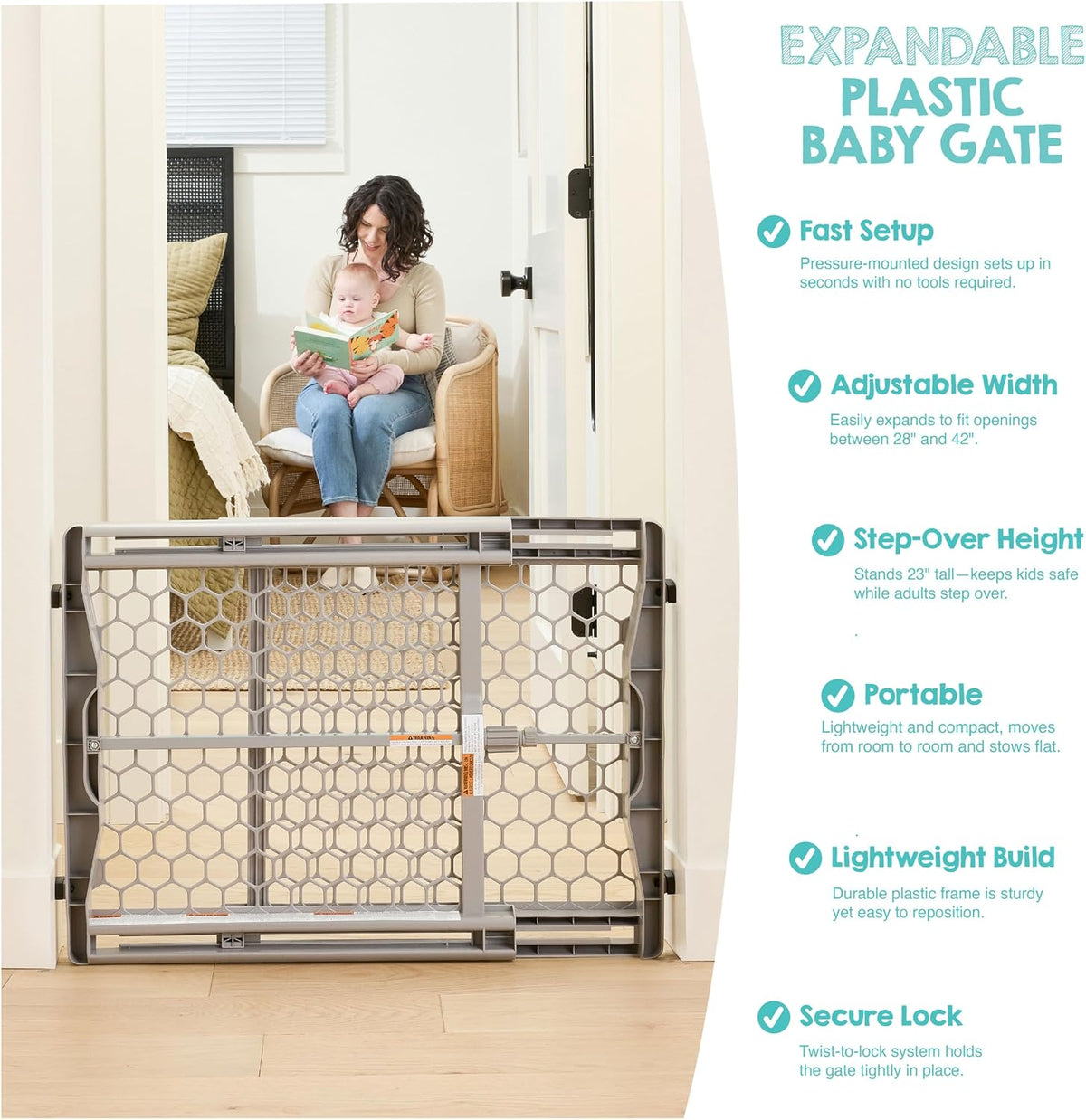 Regalo Extra Wide Plastic Baby Gate, 28-42 Inches - view 5