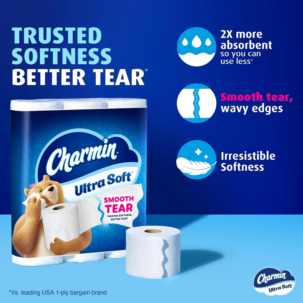 Charmin Ultra Soft Toilet Paper, 12 Mega Rolls, 2-Ply (208 Sheets) - view 2