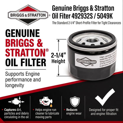 Briggs & Stratton 492932S Genuine Oil Filter, Short 2-1/4 Inch - view 4
