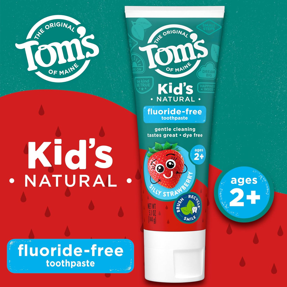Tom's of Maine Children's Fluoride-Free Toothpaste, Silly Strawberry, 5.1 oz - view 2