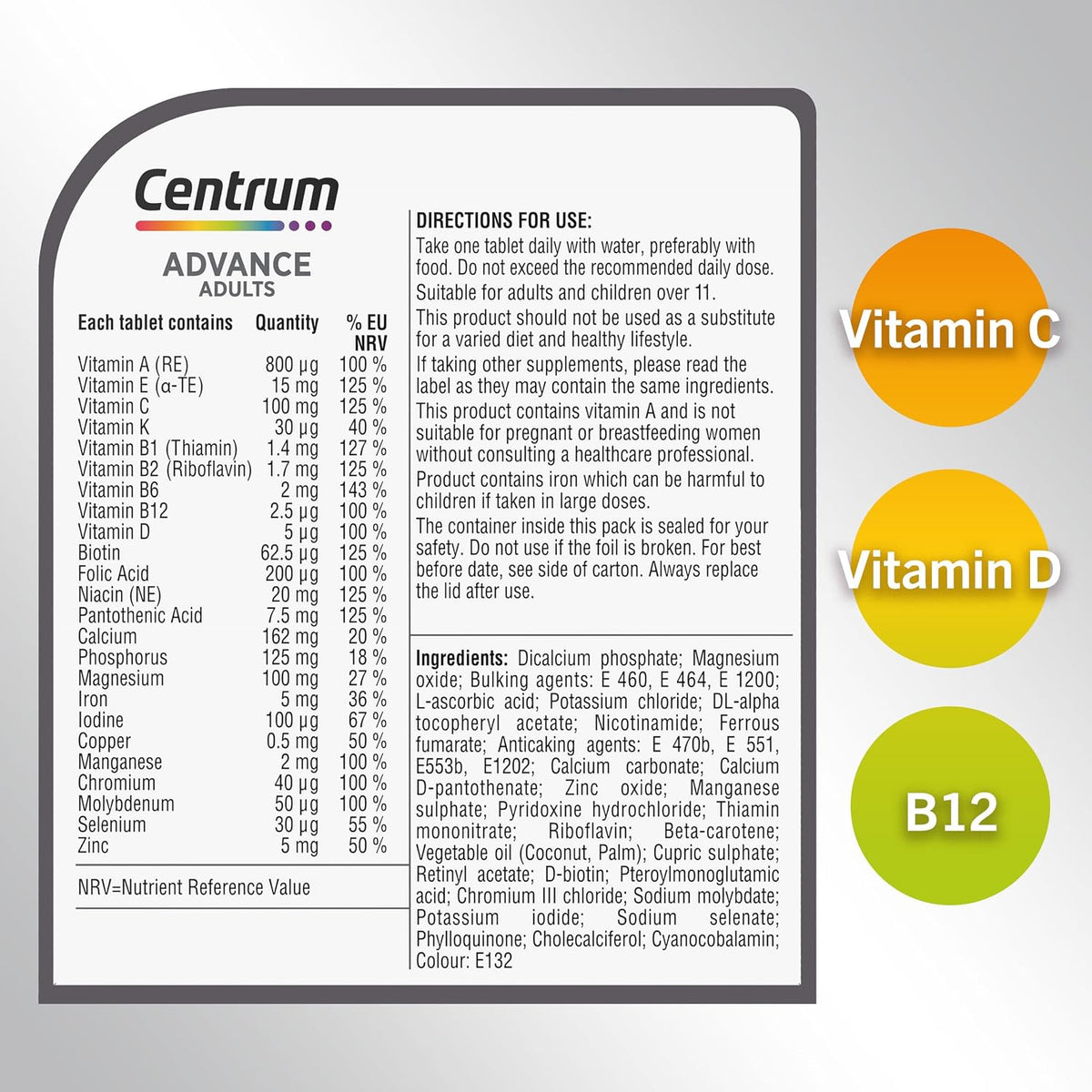 Centrum Advance Multivitamin Tablets 24 Nutrients, 180 Count - view 2