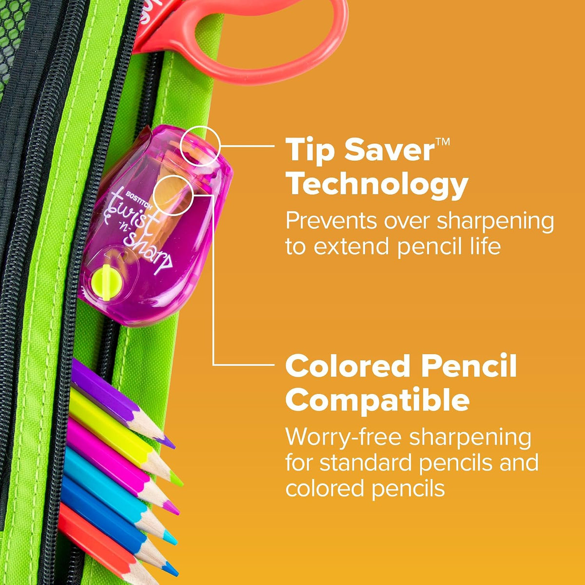 Bostitch Twist-n-Sharp Manual Pencil Sharpener, Assorted Colours, 1 Pack - view 4