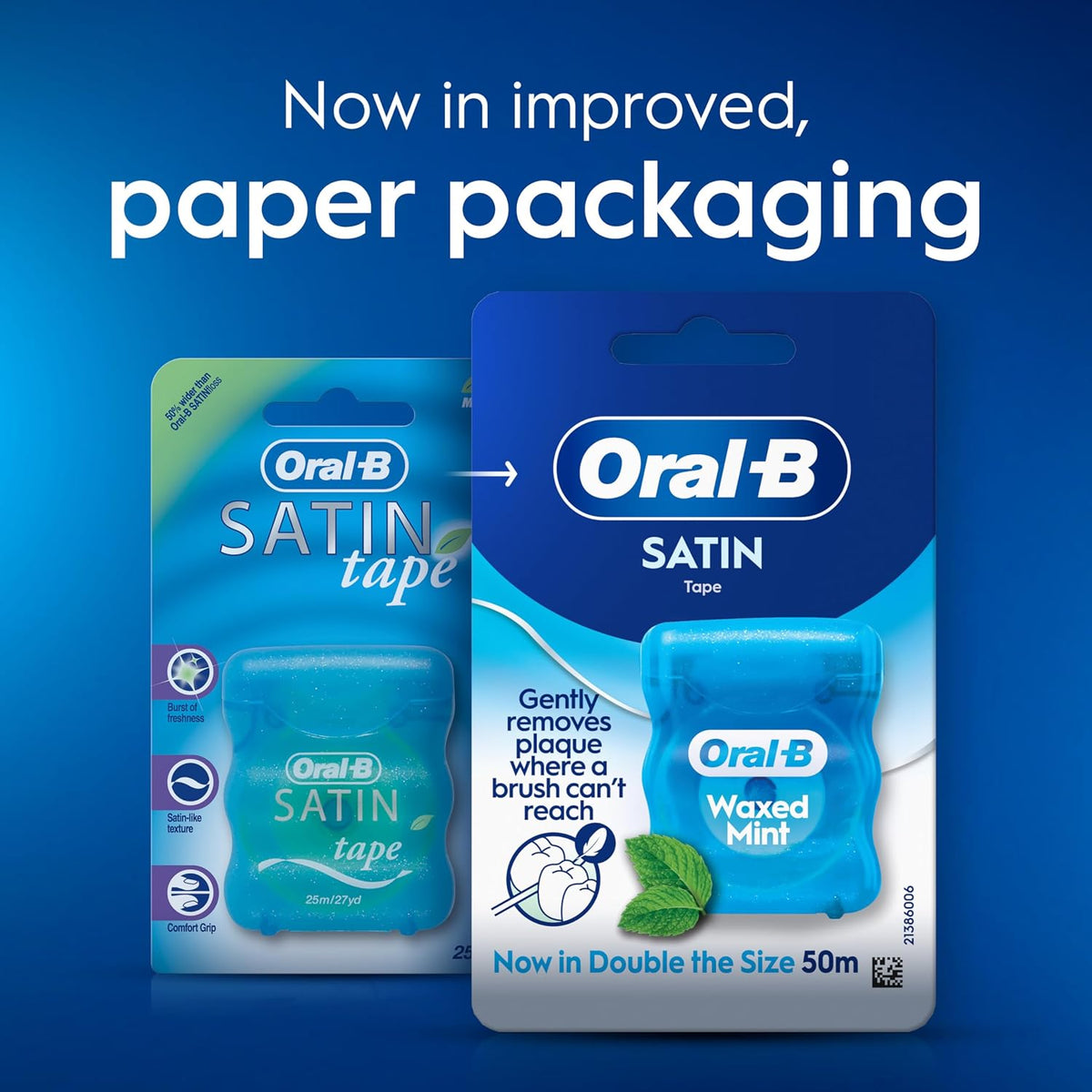 Oral-B Satin Tape Waxed Dental Floss, Mint, 50 m, Pack of 2 - view 6