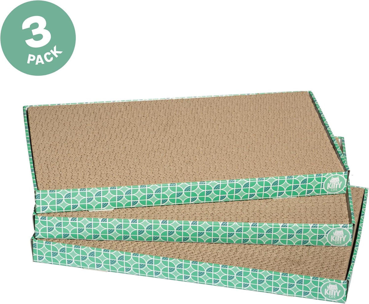Kitty City XL Cat Scratcher Pads, Corrugated Cardboard, 10 x 18 Inch, Pack of 3 - view 2