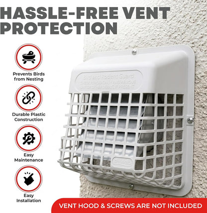 Deflecto Bird Guard Outdoor Vent Cover for 3-4 Inch Vent Hoods, White - view 3