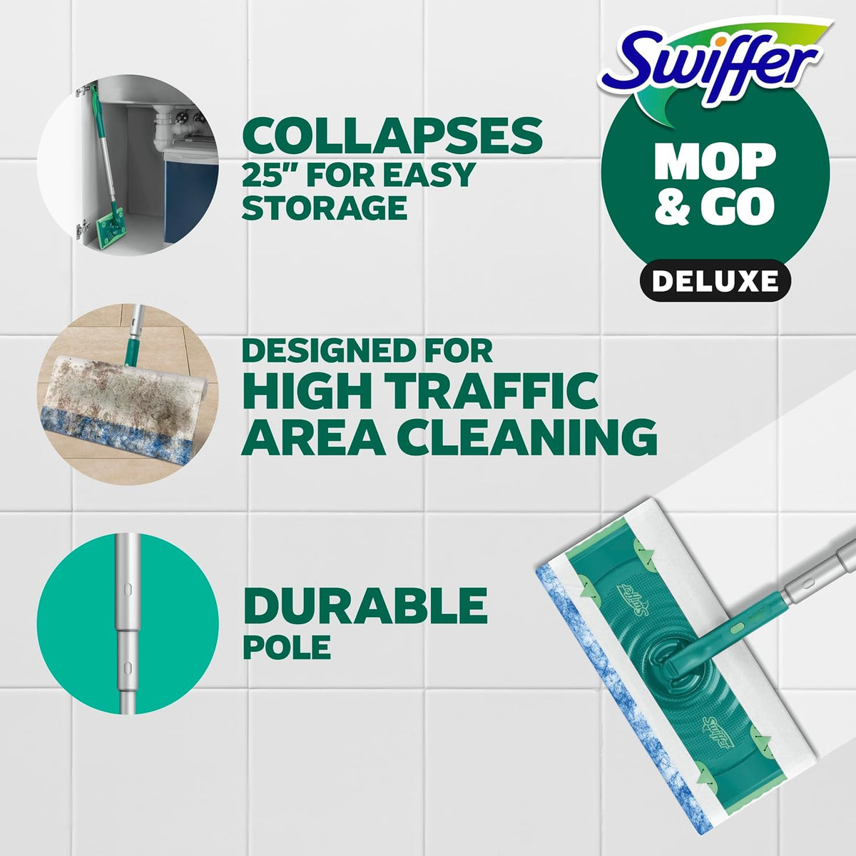 Swiffer Mop & Go Deluxe 2-in-1 Kit with 5 Dry and 3 Wet Cloths - view 2