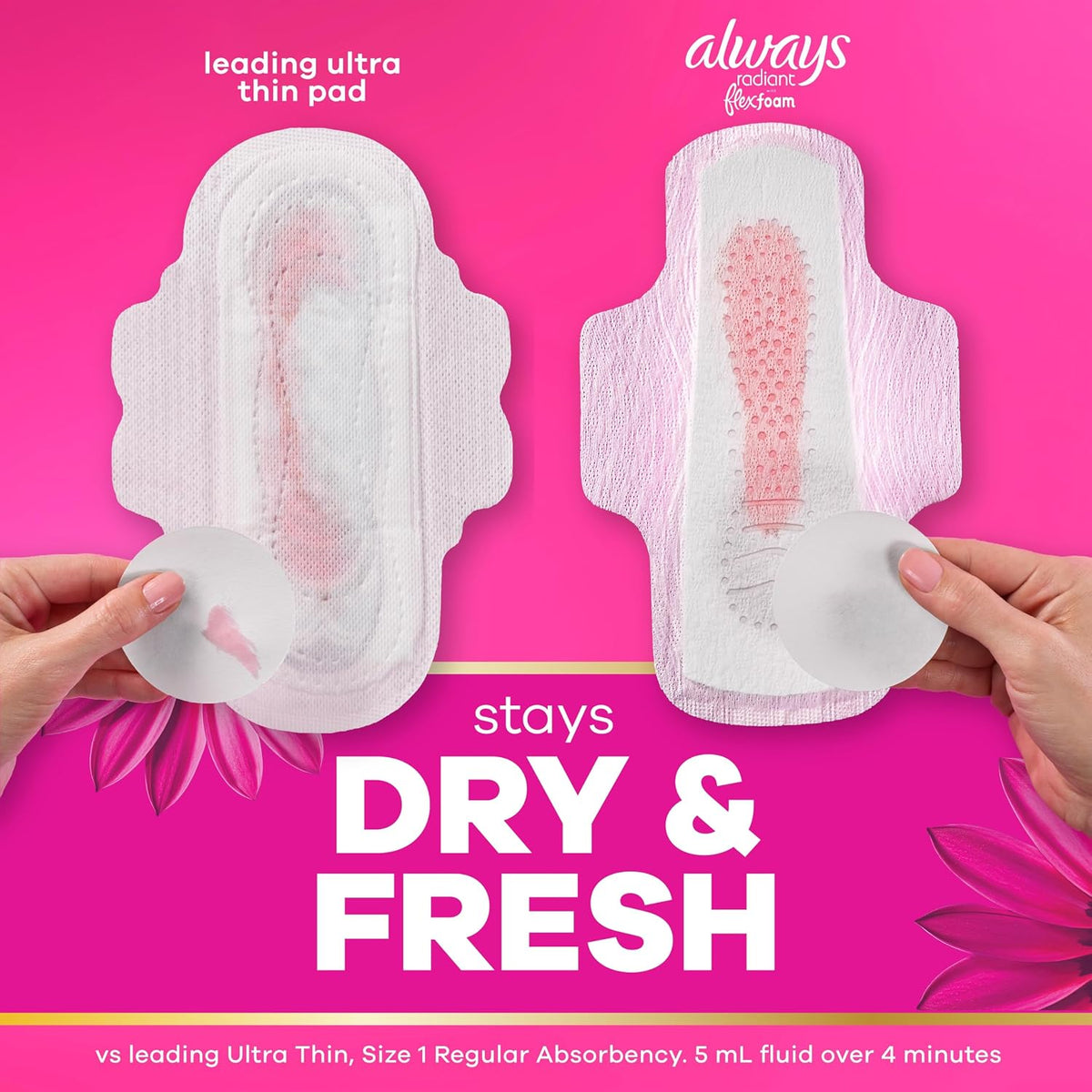 Always Radiant FlexFoam Pads with Wings, Size 3 Extra Heavy, Scented, 30 Count - view 5