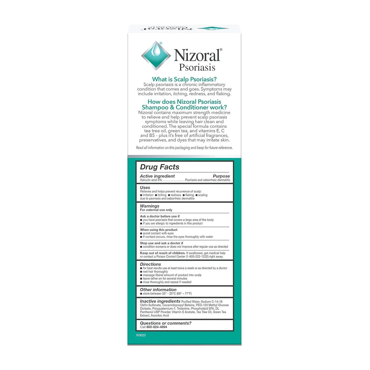 Nizoral Psoriasis Shampoo & Conditioner — rear packaging and label details