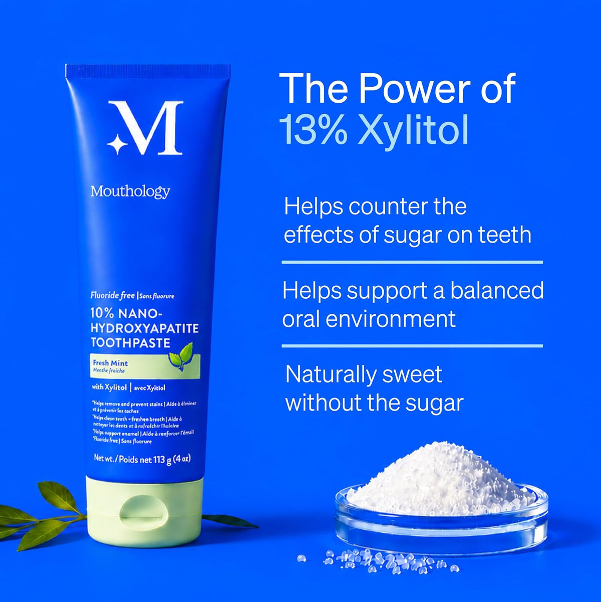 Mouthology 10% Nano Hydroxyapatite Toothpaste, Fluoride Free, Mint 4 oz - view 3