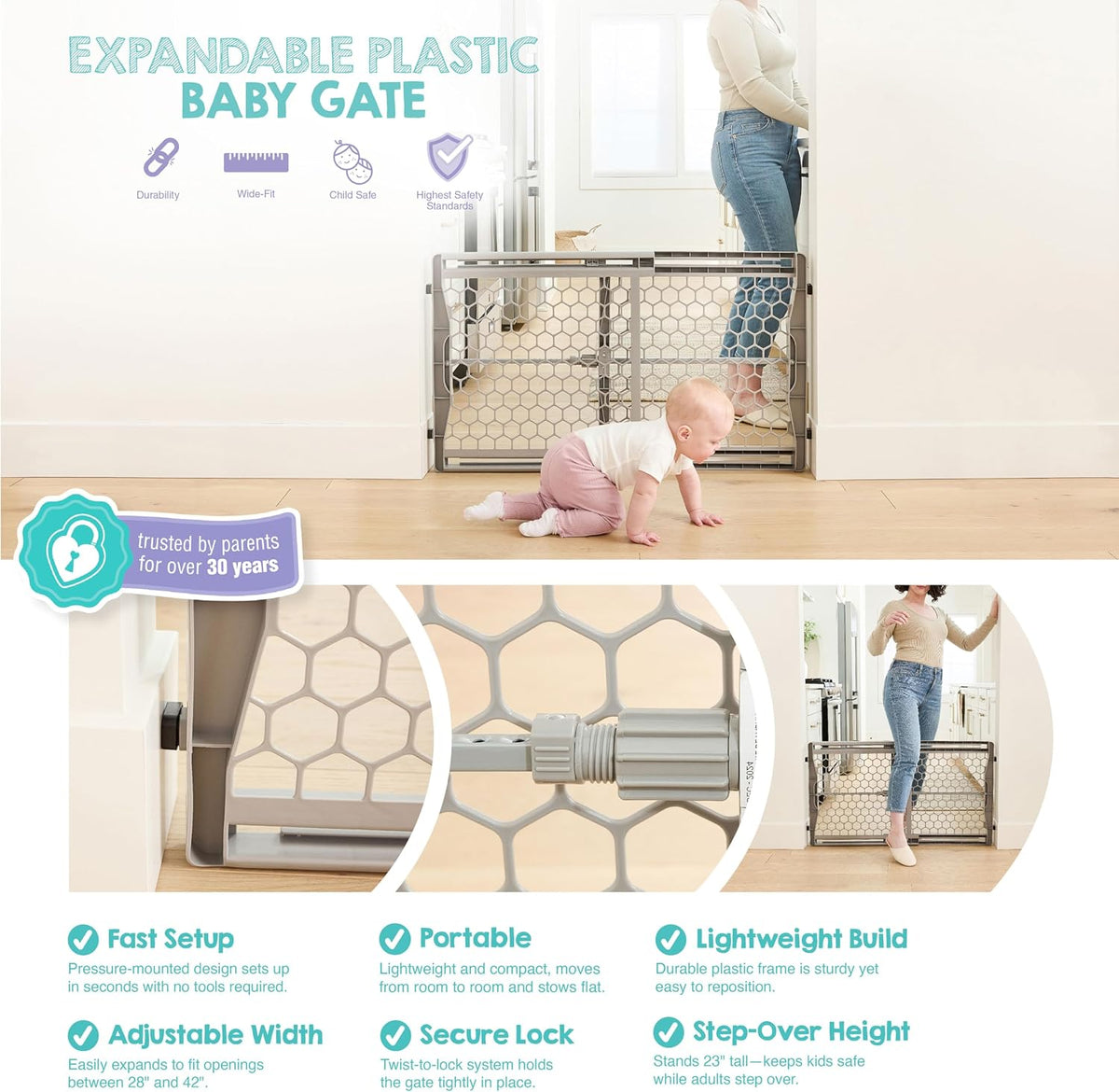 Regalo Extra Wide Plastic Baby Gate, 28-42 Inches - view 4