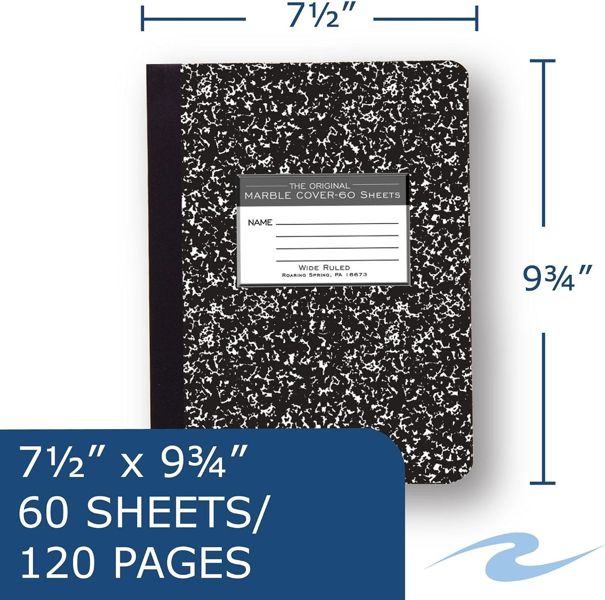 Roaring Spring Hard Cover Composition Notebook, Wide Ruled, 120 Pages — alternate product view