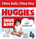 Huggies Snug & Dry Nappies Size 4 (20-32 lbs), 92 Count