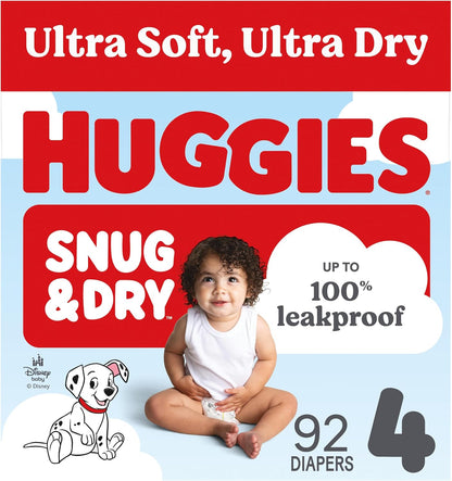 Huggies Snug & Dry Nappies Size 4 (20-32 lbs), 92 Count