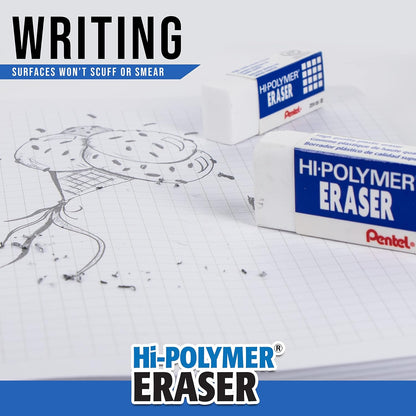 Pentel Hi-Polymer Block Eraser, Large, White, Pack of 10 - view 3