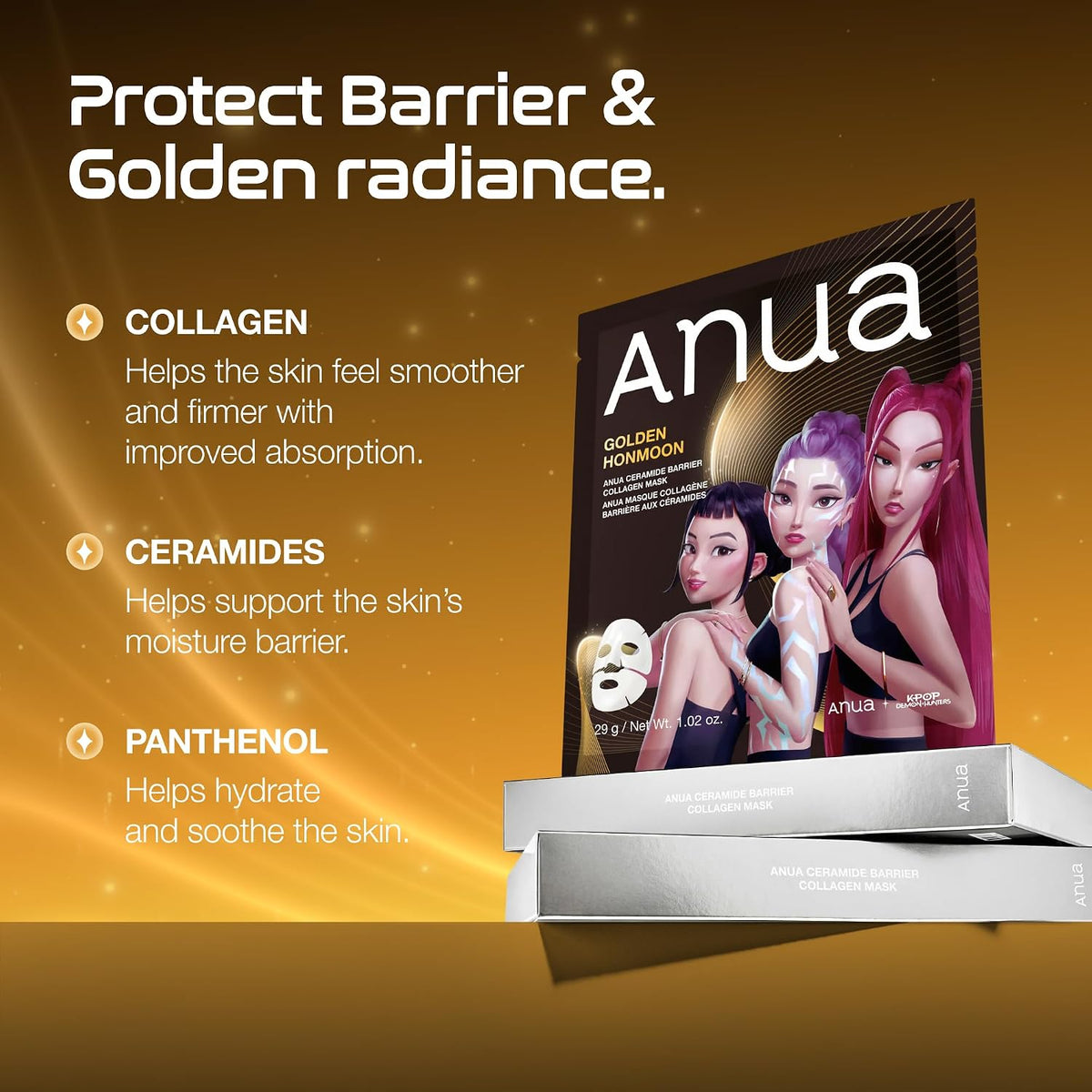 Anua Ceramide Barrier Collagen Hydrogel Mask, K-Pop Demon Hunters, 4 Masks - view 3