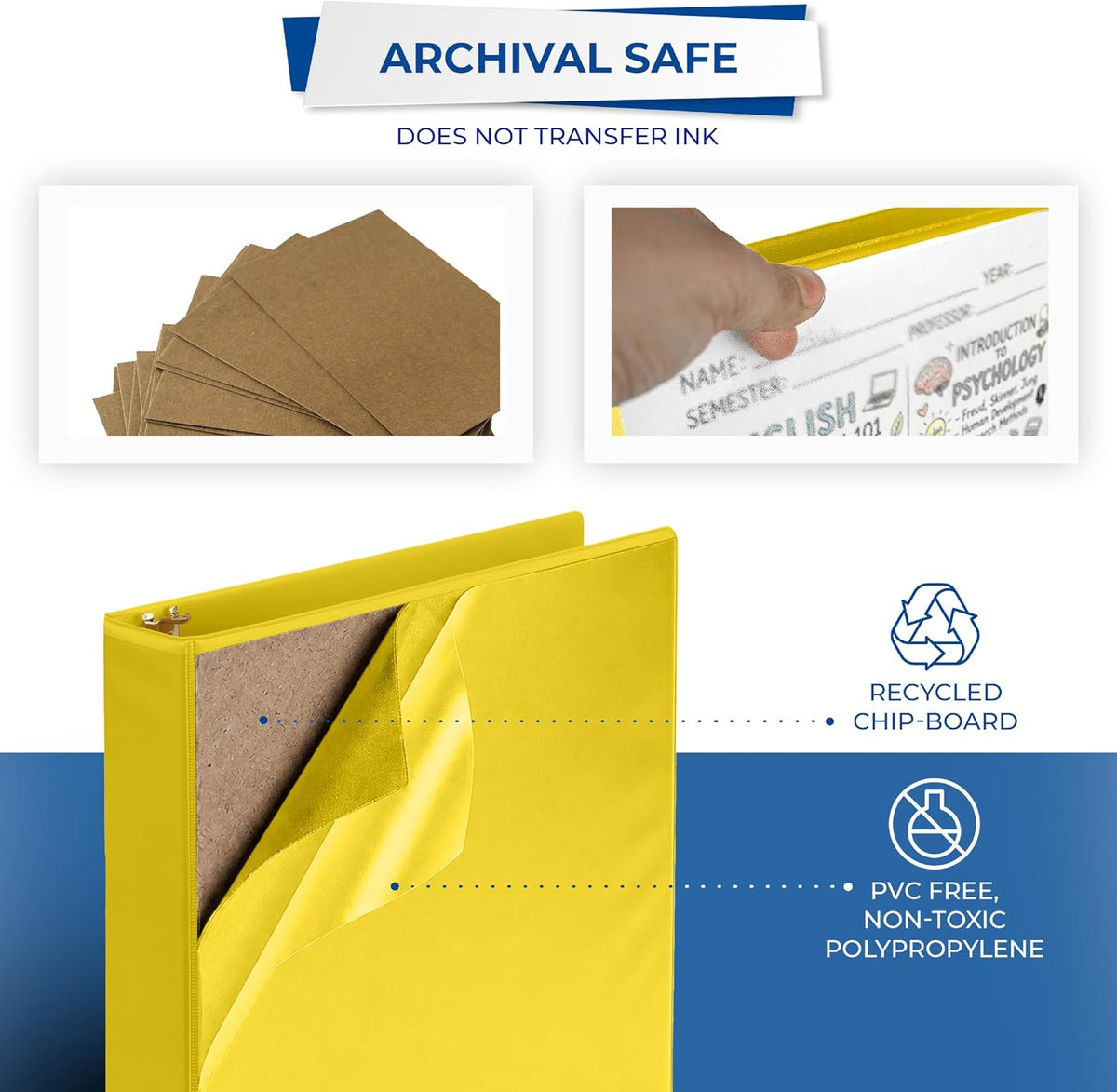 Samsill Durable 1.5 Inch D Ring Binder, Clear View Cover, Yellow - view 6