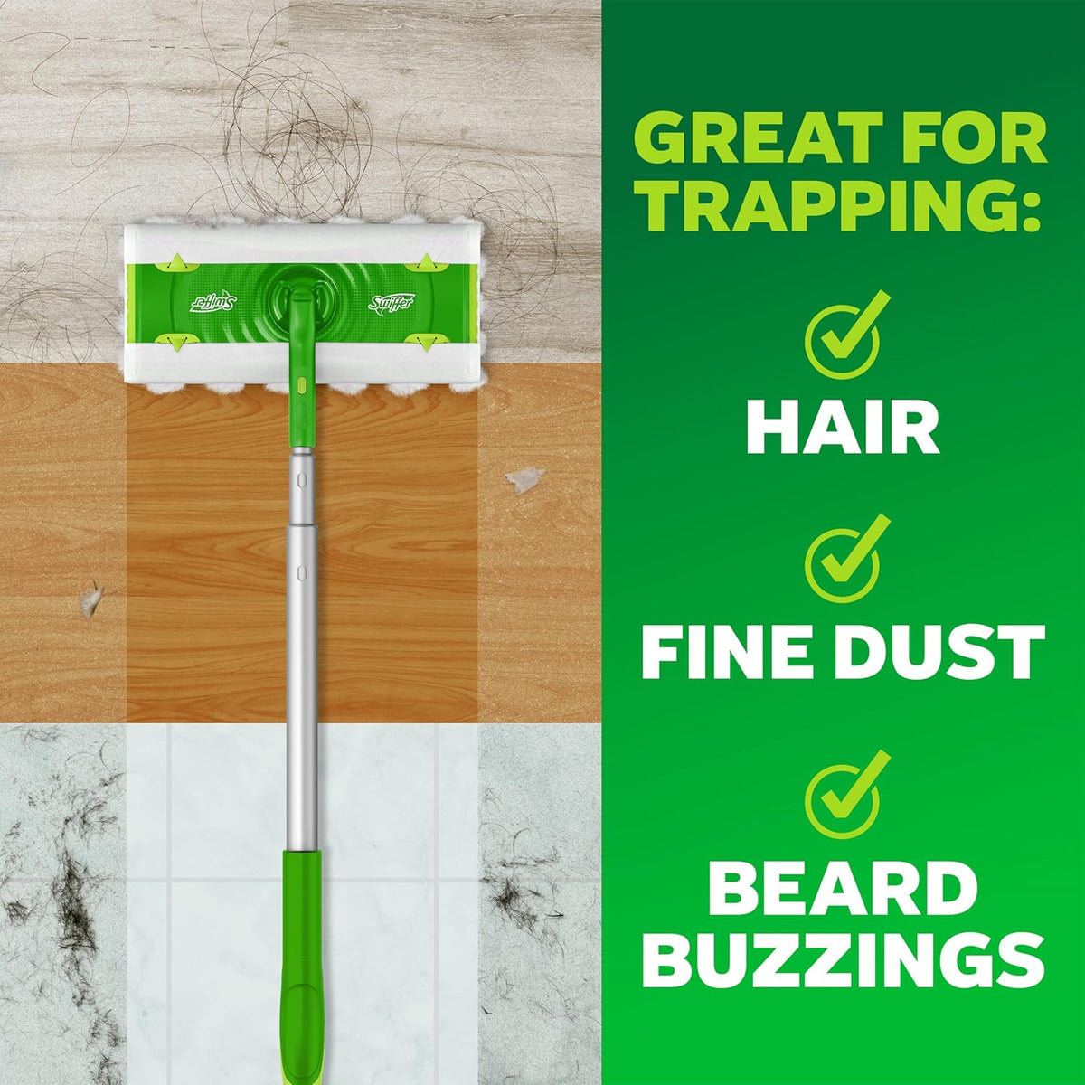 Swiffer Hair Magnet Deluxe Starter Kit, Collapsible Pole, 9 Dry + 2 Wet Cloths - view 3