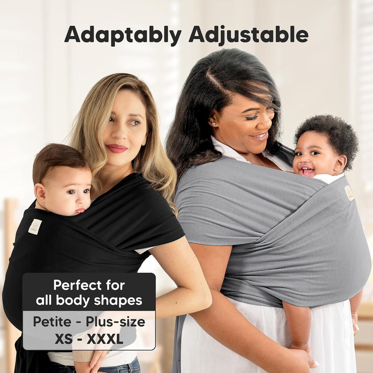 KeaBabies Original Baby Wrap Carrier, Black - view 4