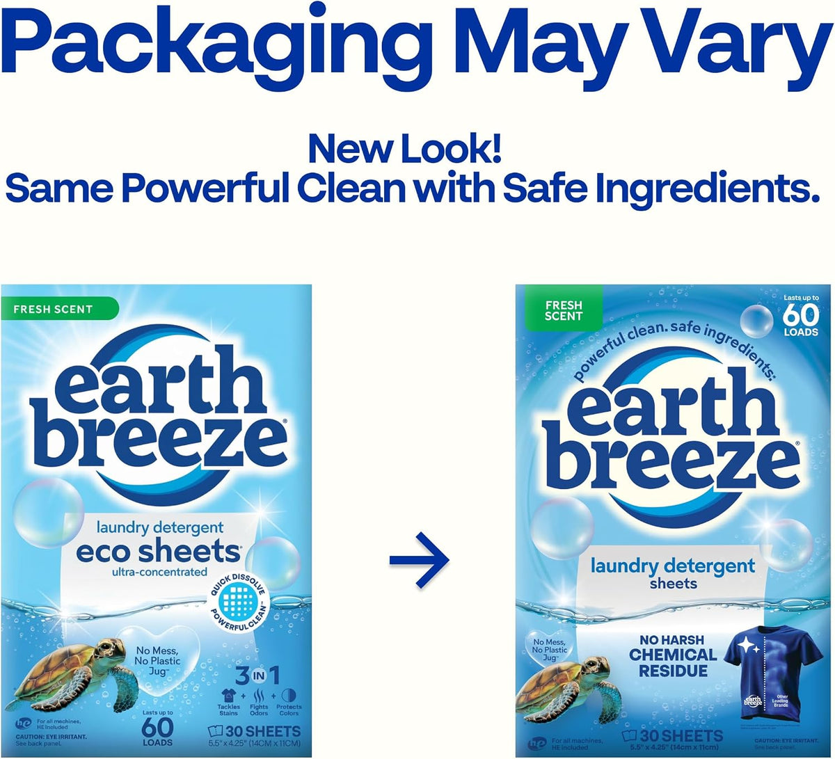 Earth Breeze Laundry Detergent Sheets, Fresh Scent, 60 Loads — alternate product view