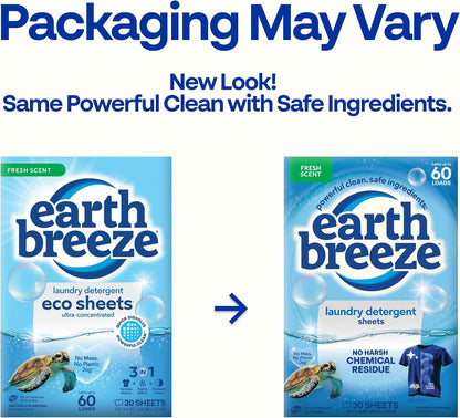 Earth Breeze Laundry Detergent Sheets, Fresh Scent, 60 Loads - view 2