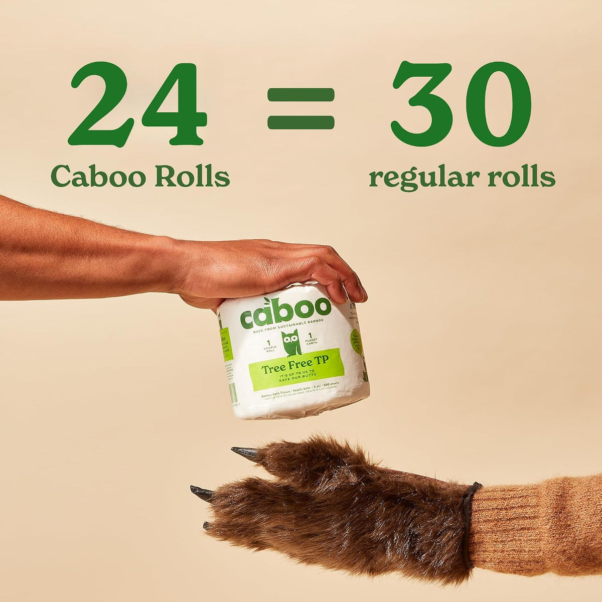 Caboo Tree-Free Bamboo Toilet Paper, 24 Double Rolls, 2-Ply - view 5
