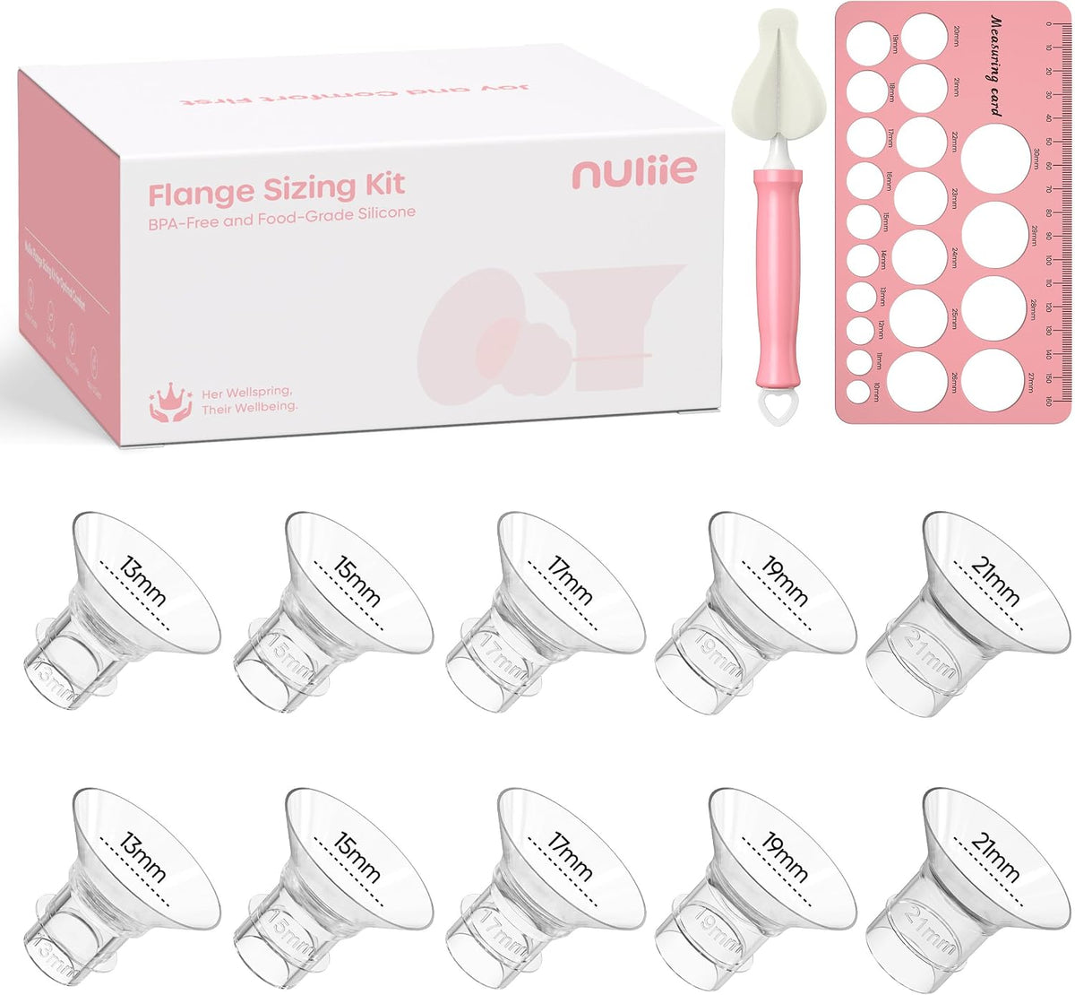 Nuliie Silicone Flange Inserts 13/15/17/19/21mm, 10 Pieces — product view