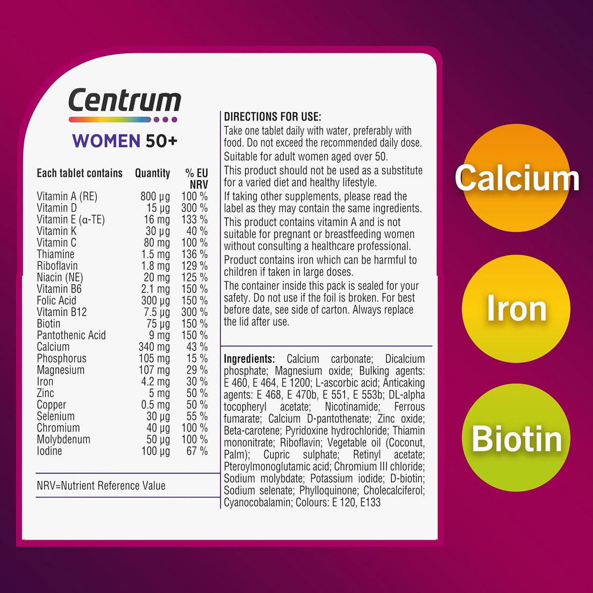 Centrum Women 50+ Multivitamin Tablets, 23 Nutrients, 30 Count - view 5