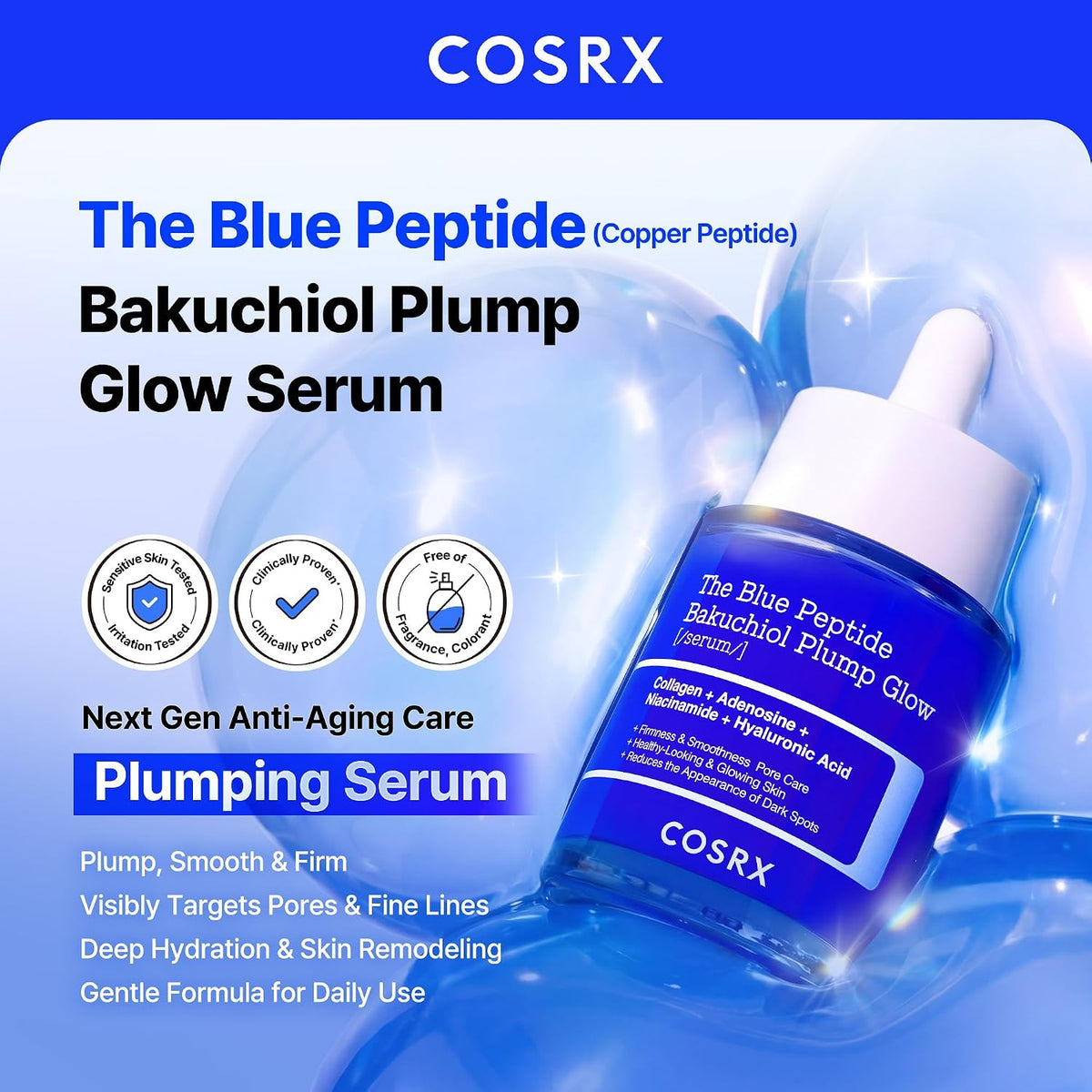 COSRX The Blue Copper Peptide Bakuchiol Serum, 1.69 fl oz — alternate product view