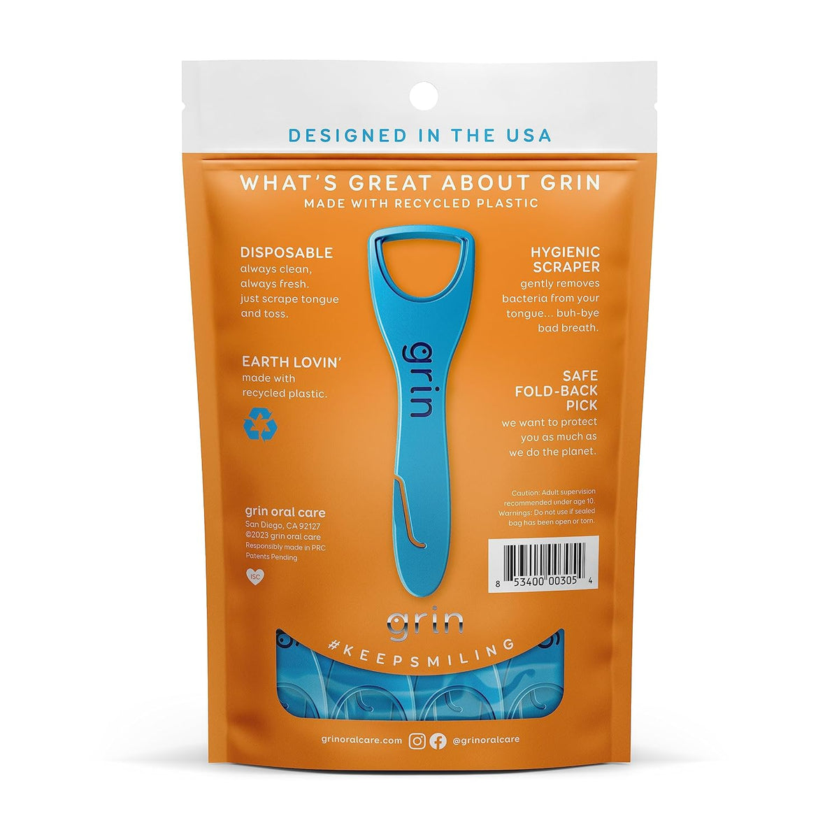 Grin Disposable Tongue Cleaner with Fold-Back Pick, 32 Count - view 2