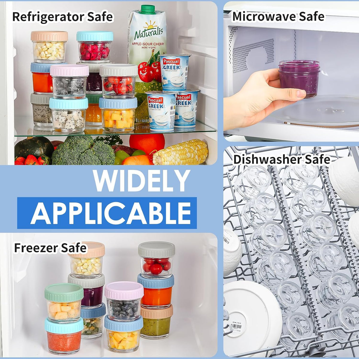 DRKIO Glass Baby Food Storage Jars with Lids, 4 oz, Set of 6 - view 6