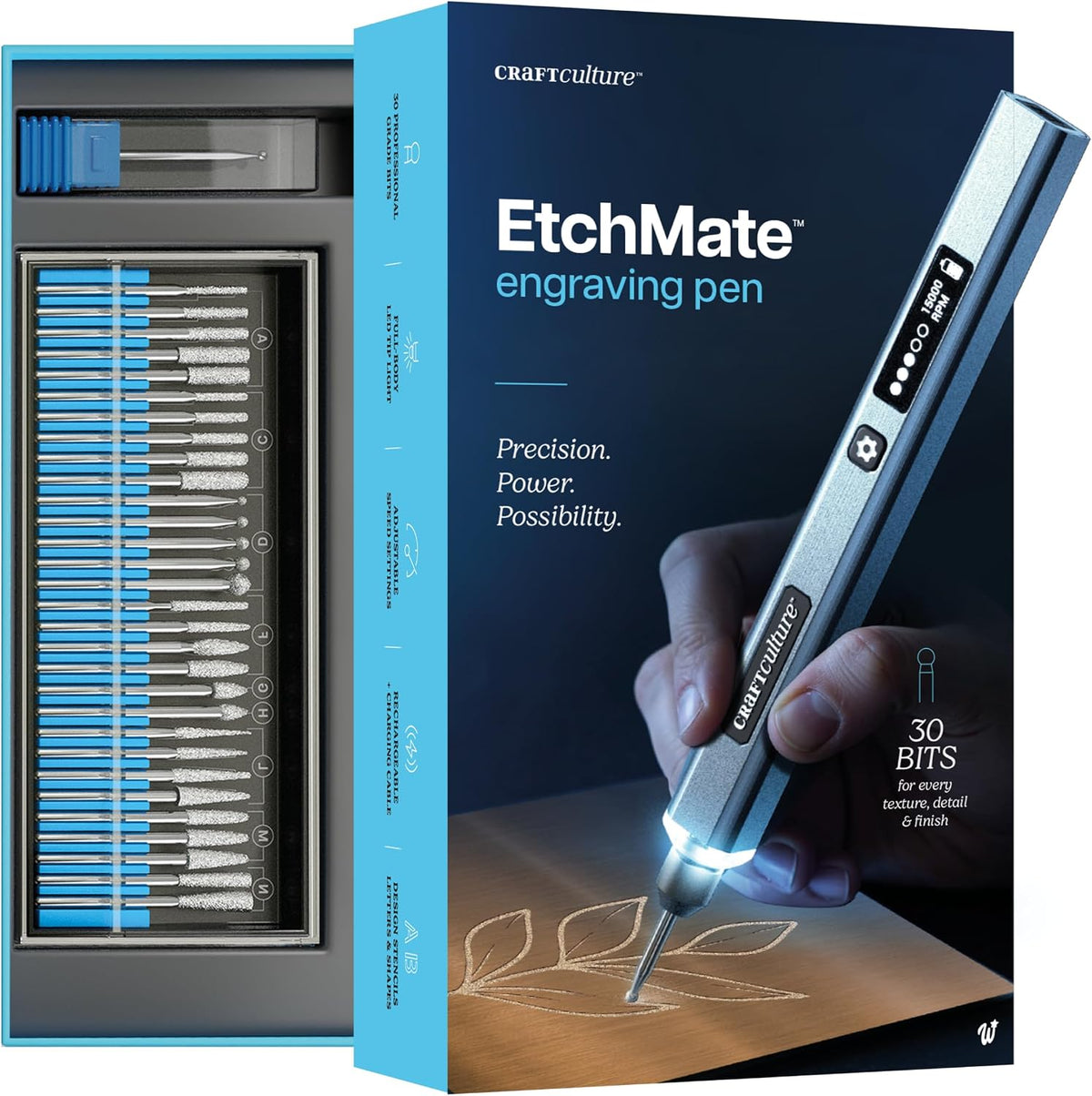 Craft Culture EtchMate Cordless Engraving Pen Kit with 31 Bits