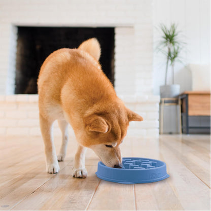 Outward Hound Fun Feeder Slo Bowl, Medium 2 Cup, Blue, Notch Pattern - view 6