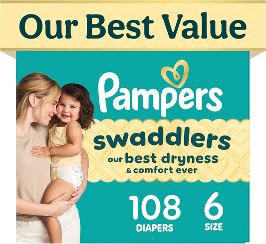 Pampers Swaddlers Nappies, Size 6 (23-44 lbs), 108 Count