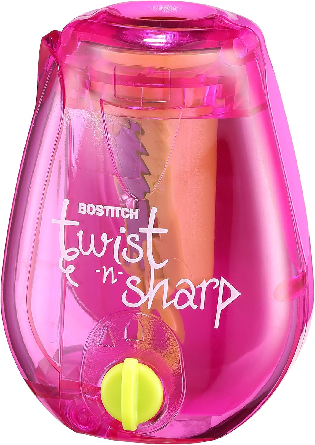 Bostitch Twist-n-Sharp Handheld Pencil Sharpener for Kids, Pink — product view