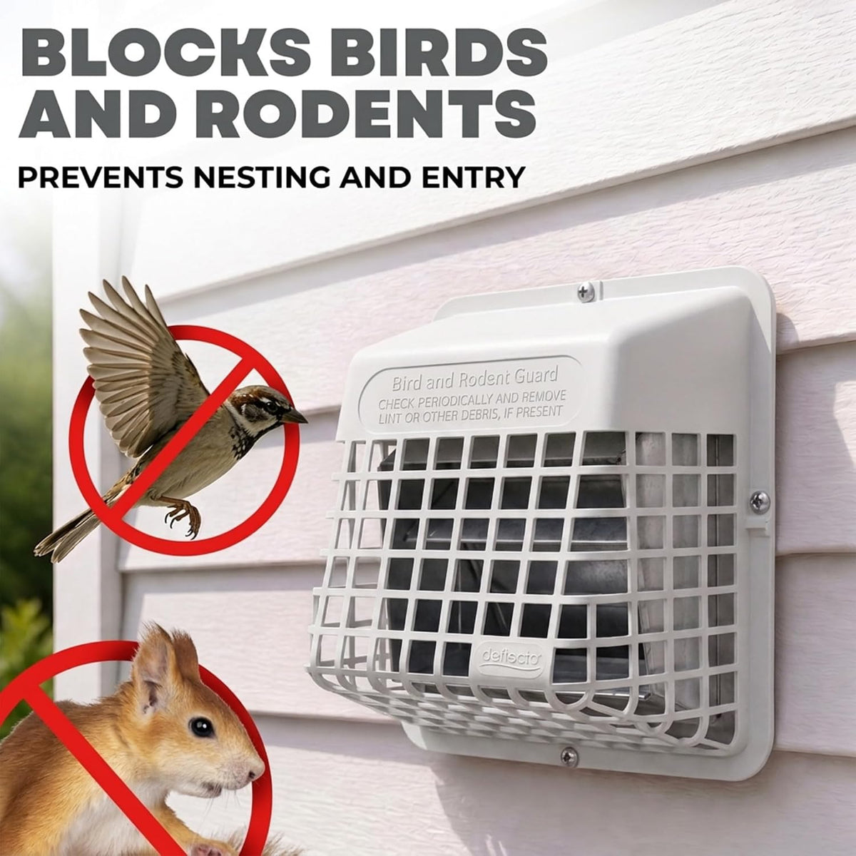 Deflecto Bird Guard Outdoor Vent Cover for 3-4 Inch Vent Hoods, White - view 4