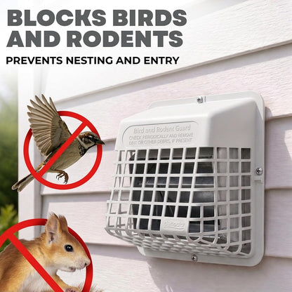 Deflecto Bird Guard Outdoor Vent Cover for 3-4 Inch Vent Hoods, White - view 4