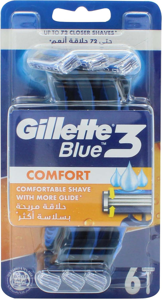 Gillette Blue III Disposable Razors, Pack of 6