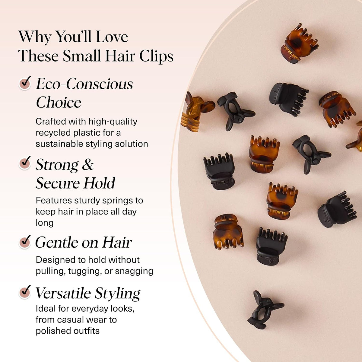 Kitsch Small Hair Clips, 16 Piece Set, Black and Tortoise - view 3