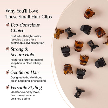 Kitsch Small Hair Clips, 16 Piece Set, Black and Tortoise - view 3