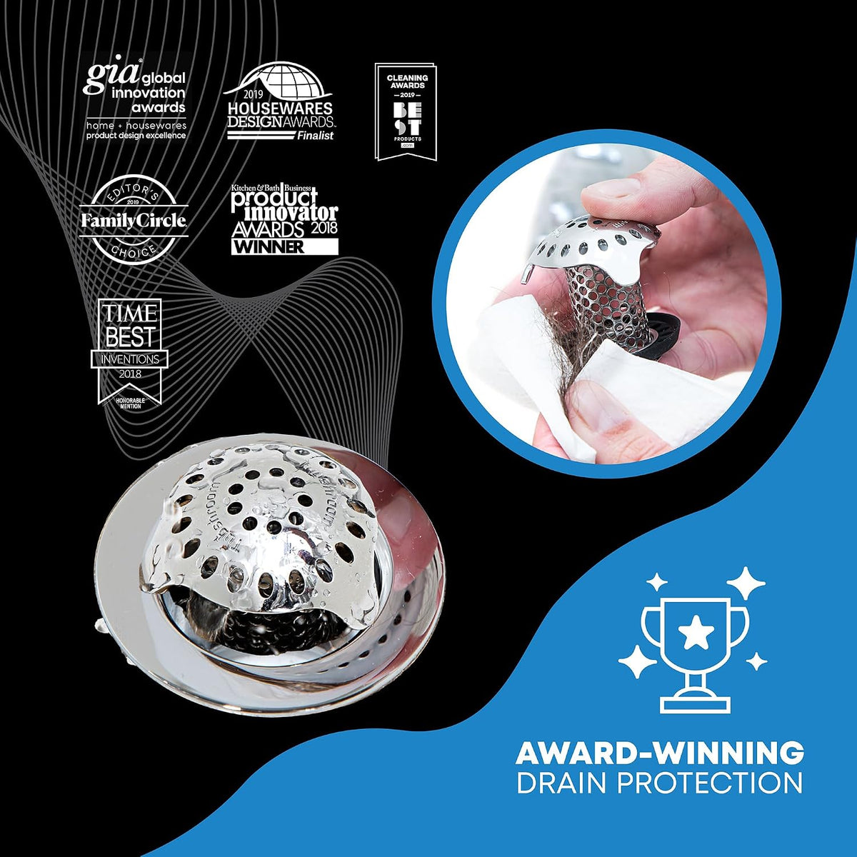 TubShroom Ultra Stainless Steel Bath Tub Drain Hair Catcher Combo - view 5