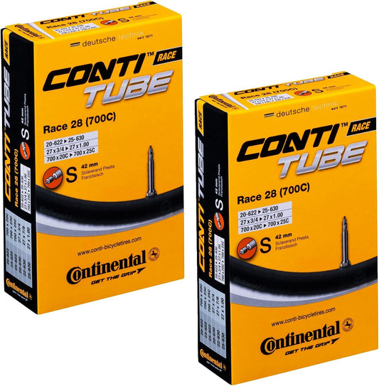 Continental Race 28 Inner Tubes, 700x20-25C, 42 mm Presta, Pack of 2