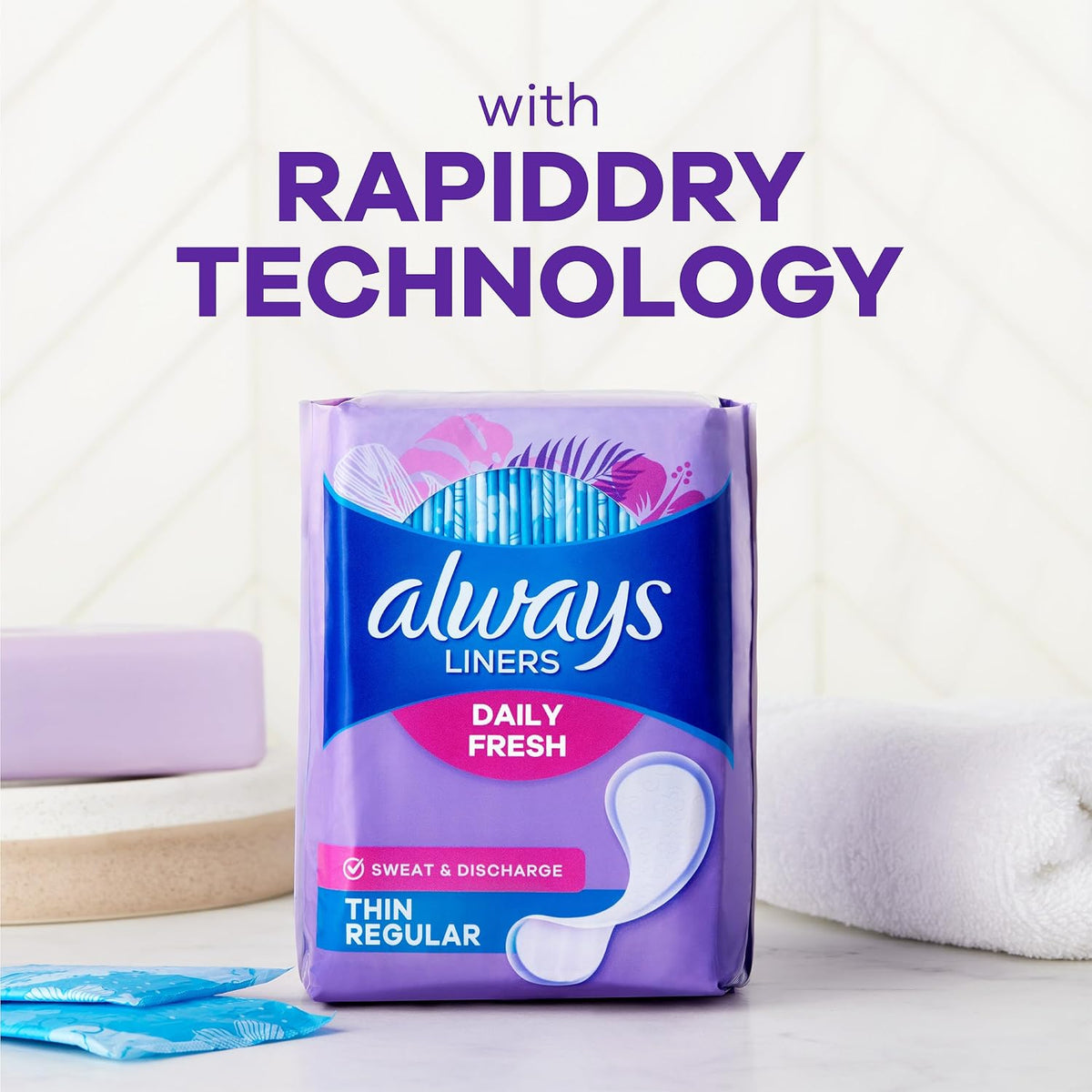 Always Thin Daily Panty Liners, Light Absorbency, Unscented, 162 Count - view 5