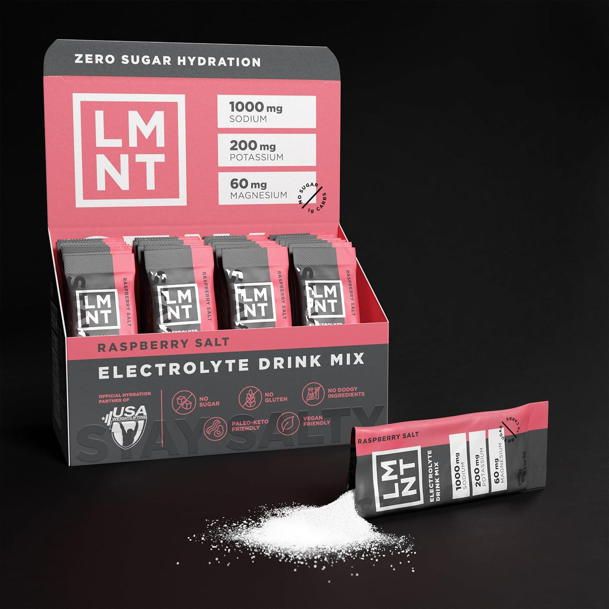 LMNT Zero Sugar Electrolyte Drink Mix Raspberry Salt 30 Count - view 4